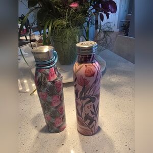 Anna Pink and Gray Floral Water Bottle Set